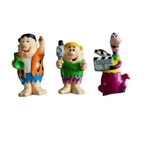 Hollywood Rock Plastic Action Figure Playset Fred Flinstone Barney Dino Set of 3